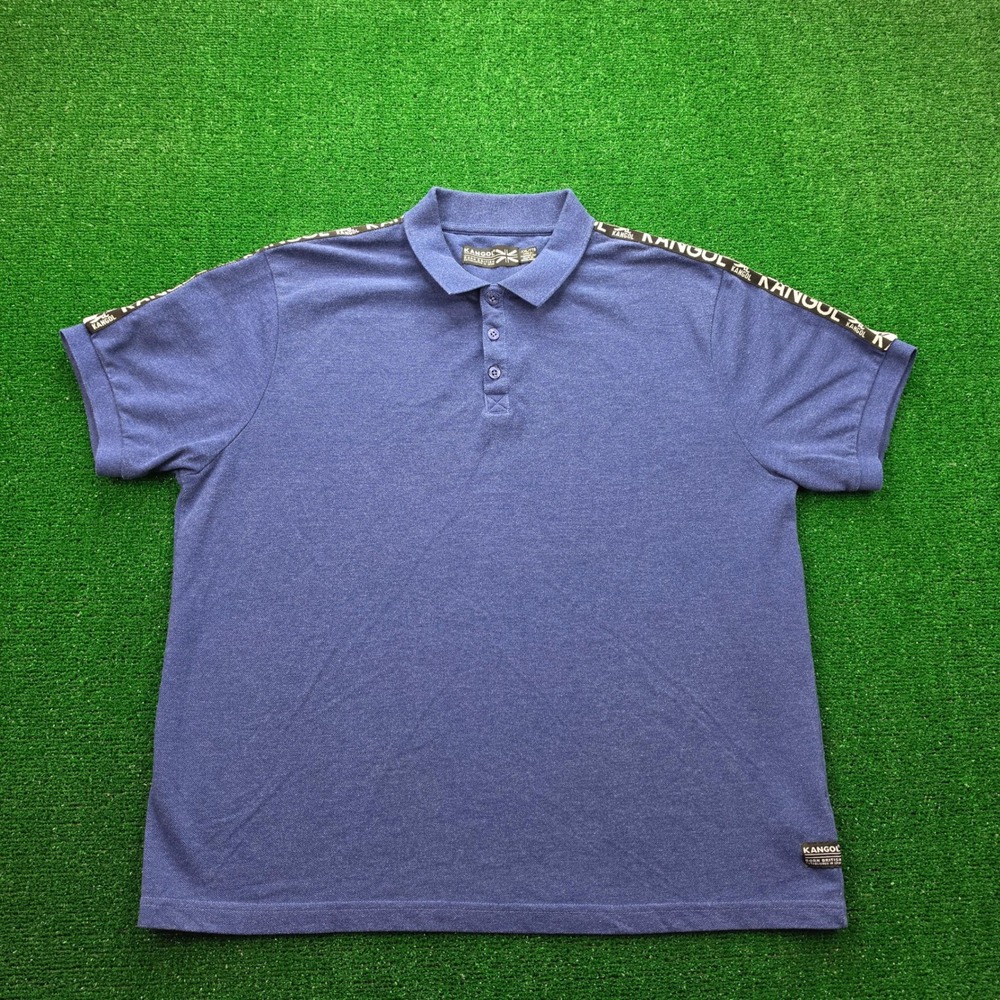 Kangol Polo Shirt‎ Mens 2XL Indigo Blue Born British Branded Shoulder Tape Logo